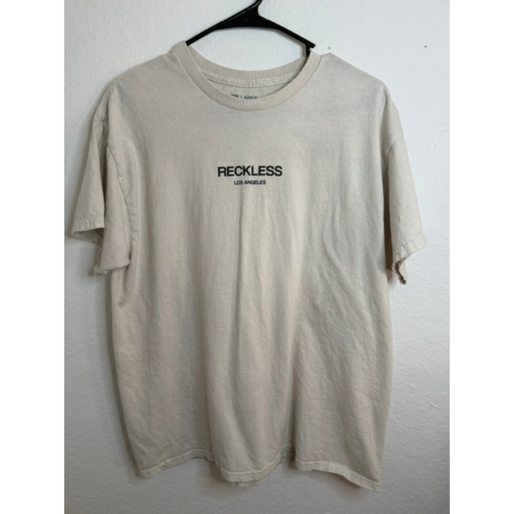 Young & Reckless Los Angeles Graphic T-Shirt Mens Large Tan Beige Cotton Tee